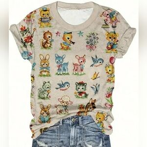 Womens Cute Animal Print T-Shirt